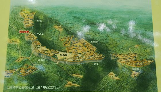 七尾城中心部復元図