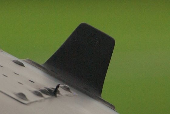 横から見た機首のブレードアンテナ
