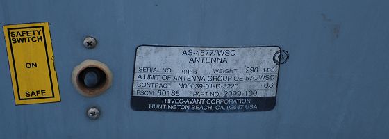 AS-4577/WSC アンテナの製品銘板