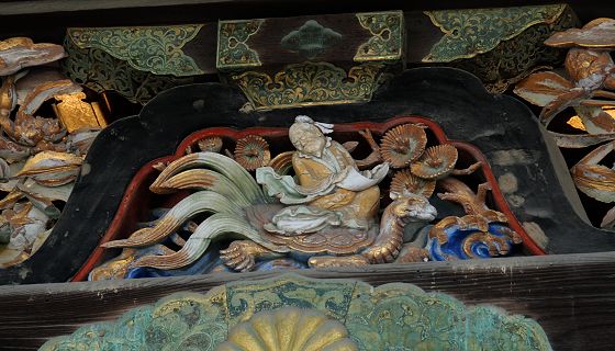 二条城 唐門にある亀乗り仙人の彫刻