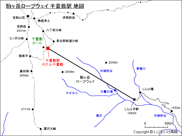 駒ヶ岳ロープウェイ 千畳敷駅 地図