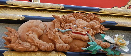 恵比須台 中段高欄の獅子彫刻
