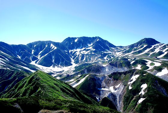 2011年7月15日、カガミ谷乗越から眺めた立山