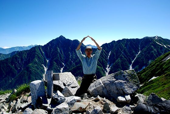 2011年7月15日、奥大日岳 山頂で記念撮影