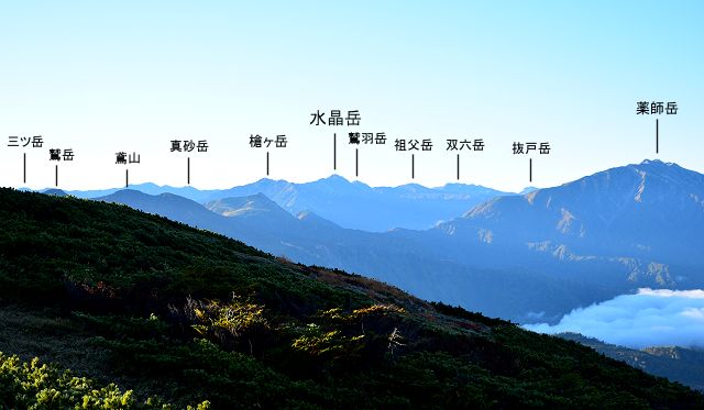 大日岳から眺めた水晶岳