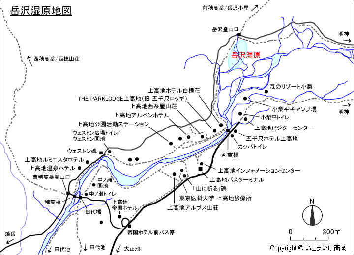 岳沢湿原 地図