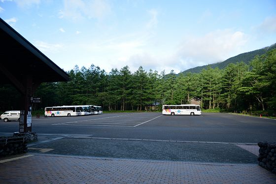 上高地バスターミナルのバス駐車場