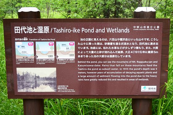 環境省設置「田代池と湿原」説明板