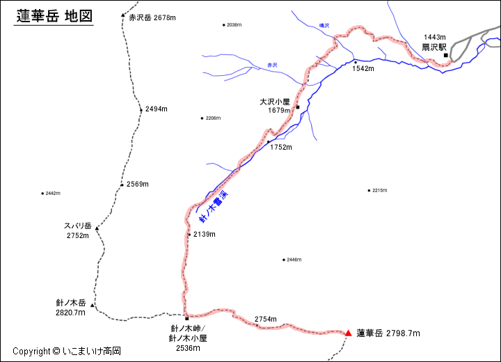 蓮華岳地図