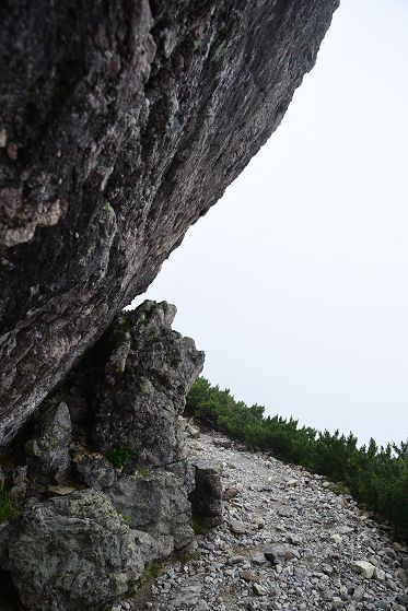 大岩が登山道に被さるようになっています