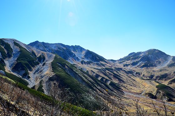 雷鳥坂 2475m地点から眺めた立山三山と龍王岳および浄土山