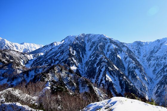 2014年11月22日、クズバ山 山頂から眺めた奥大日岳