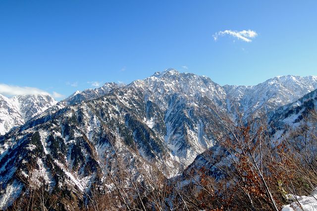 2014年11月22日、1730mピークから見た剱岳
