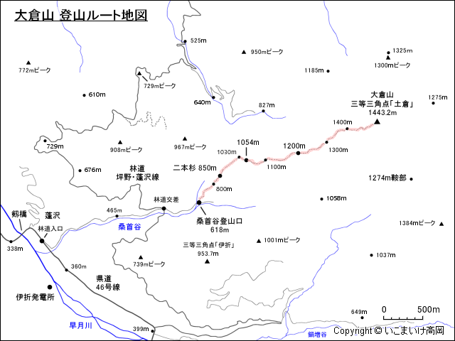大倉山 登山ルート地図