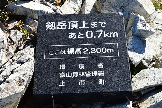 2800m地点の石碑