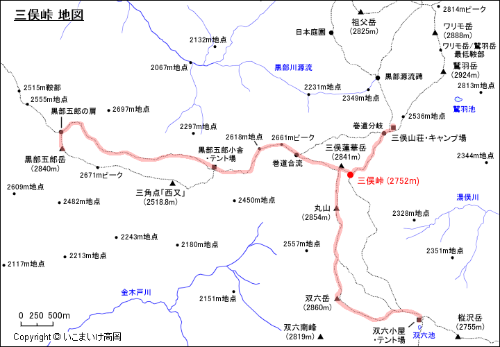 三俣峠 地図