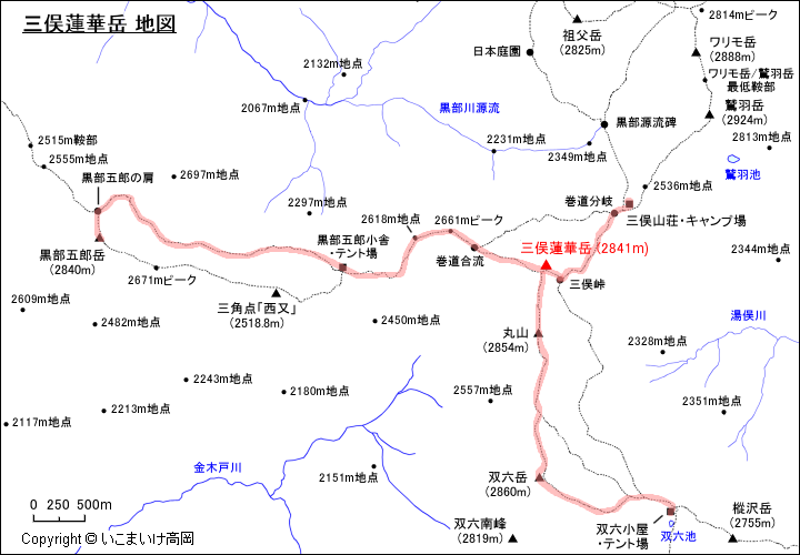 三俣蓮華岳 地図