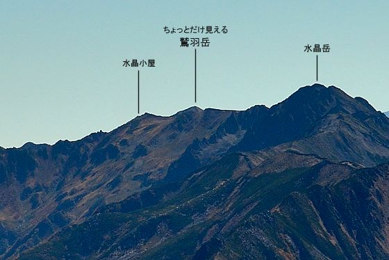 富山県の雄山頂上から眺めた鷲羽岳