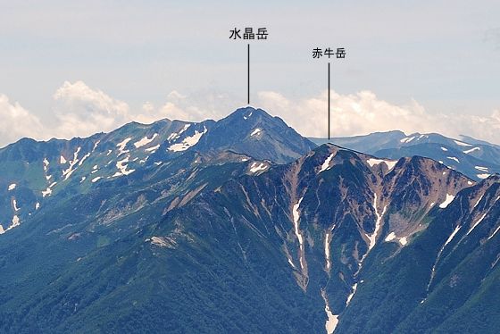 立山・雄山頂上から見た水晶岳