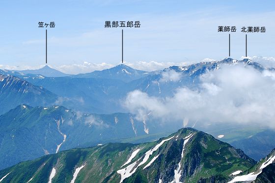 立山・雄山頂上から見た黒部五郎岳