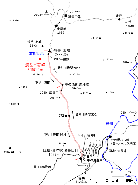 焼岳・南峰 地図