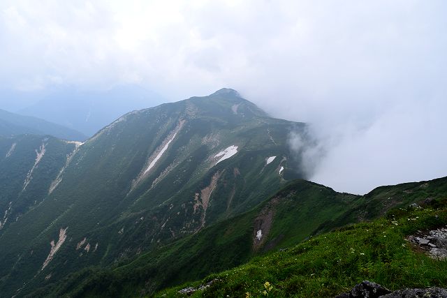 鳶山から眺めた越中沢岳