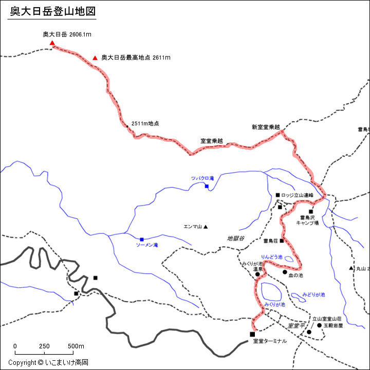 奥大日岳登山地図