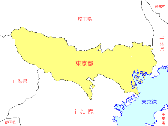 隣接県入り東京都白地図