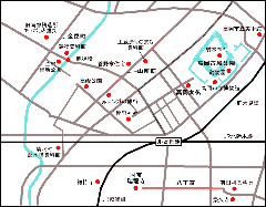 高岡市街の観光地図